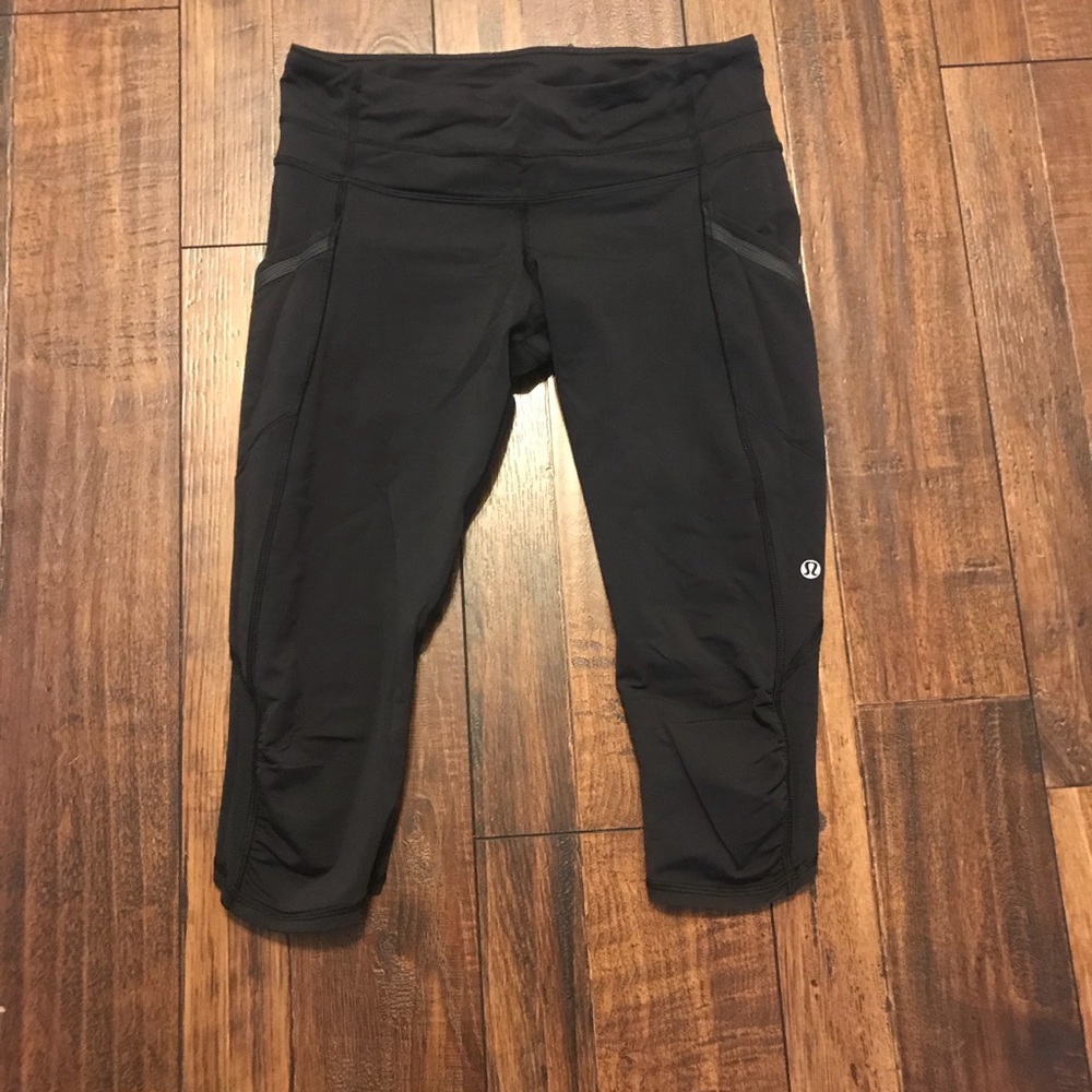 Black lululemon crops with mesh details